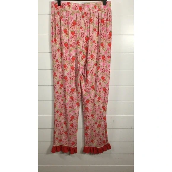 Strawberry Shortcake Sweet Peas Womens Pajama Set sz XL Pink Sleepwear Comfort